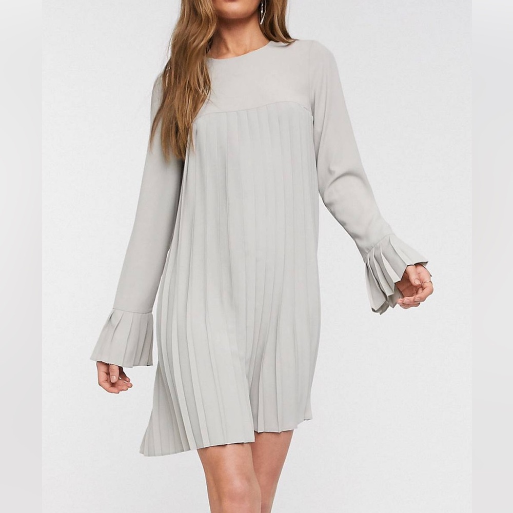 ASOS Pleated Long Sleeve Dress
